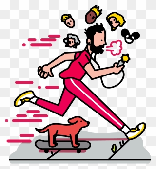 Listening To Music Jogging With Dog - Live Like A Creative Power Down Run While Music Cartoon Clipart