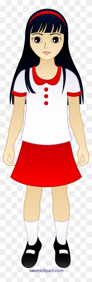 Asian Clipart Clip Art Transparent - Girl In A School Uniform Clipart - Png Download