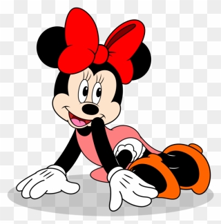 Beautiful Minnie In Her Pink Skirt With Orange Bow - Clipart Minnie Mouse Red - Png Download
