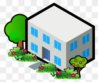 Town Hall Clip Art - House With Flat Roof Clipart - Png Download