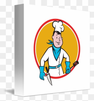 Chef Cook Holding Circle - Knife Clipart