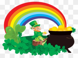 Transparent Rainbow Clip Art - St Patrick's Day Rainbow Pot Of Gold - Png Download