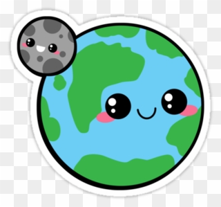 Kawaii Earth Moon Planet - Cute Earth Cartoon Png Clipart