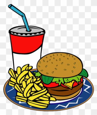 Fries Burger Soda Fast Food Png Images - Plate Of Food Colouring Clipart