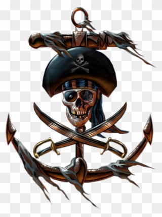 Piracy Material Jolly Hook Roger Captain Pirate Clipart - Tatoo Ancre Pirate - Png Download