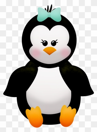 Penguins And Flowers Of The Winter Clip Art - Girl Penguin Clip Art - Png Download