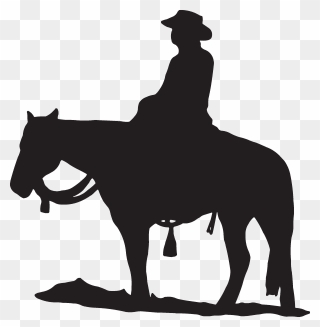 Horse Equestrian Cowboy Silhouette Clip Art - Cowboy On Horse Silhouette Clipart - Png Download