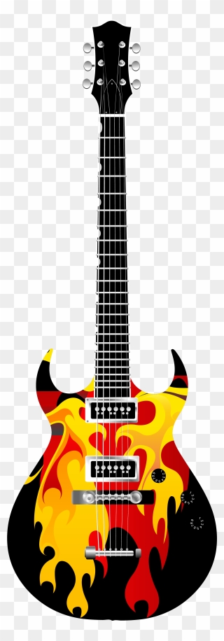 Flame Electric Guitar Png Clipart - Electric Guitar Png Clipart Transparent Png