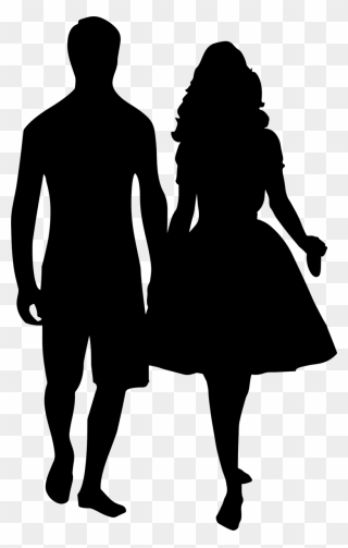 Silhouette Holding Hands Drawing Clip Art - Couple Holding Hands Silhouette - Png Download