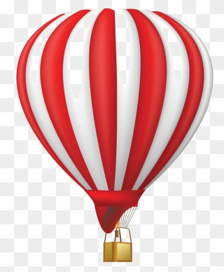 Red White Striped Balloon - Hot Air Balloon Clipart Transparent - Png Download