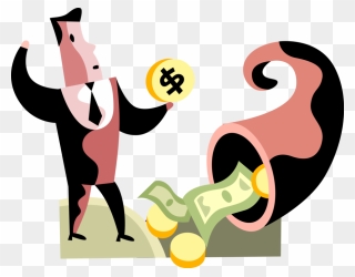 Vector Illustration Of Businessman Receives Financial - Cartoon Clipart