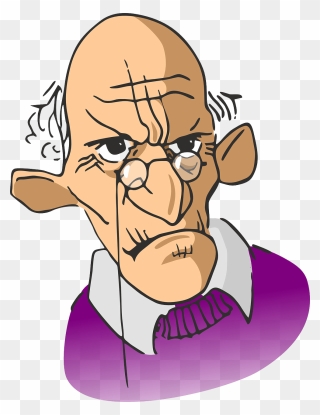 Confused Clipart Man - Cartoon Grumpy Old Man - Png Download