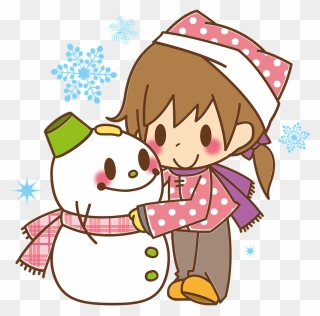 Snowman Girl Child Clipart - 女の子 イラスト 簡単 全身 - Png Download