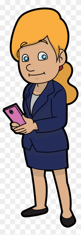 Cartoon Girl Using Smartphone Png Clipart