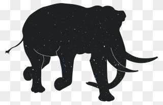 Silhouette African Elephant Indian Elephant - Illustration Clipart