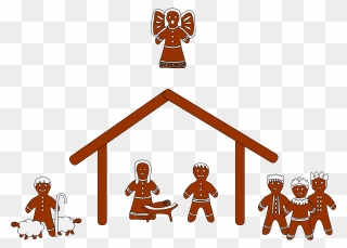Gingerbread Nativity Scene Clipart - Gingerbread Man Nativity Clipart - Png Download