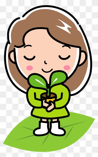 Girl Ecology Plant Clipart - Girl With Plant Clipart - Png Download