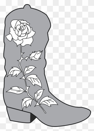 Cowboy Boot Rose - Cowboy Boots Drawing Clipart