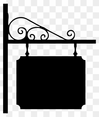 Wrought Iron Sign Icons - Sign Board Silhouette Clipart