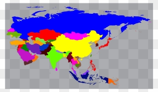 Asia Blank Map With Colors Clipart