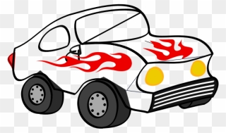 Black And White Fun Car - Hot Wheels Cartoon Drawing Clipart