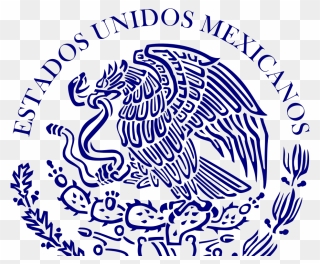 Blue Mexico Seal Svg Clip Arts - Mexican Flag Clipart Black And White - Png Download