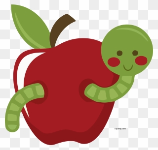 Apple Clipart - Apple With Worm Clip Art - Png Download