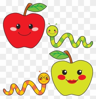 Apple Worm Free Clipart Graphic Black And White Download - Cute Caramel Apples Clip Art - Png Download