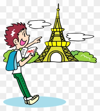 Travel Man Paris Clipart - Cartoon - Png Download