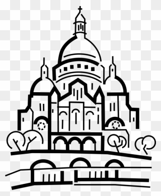 Vector Illustration Of Montmatre Sacré-cœur Basilica - Montmartre Sacre Coeur Clip Art - Png Download