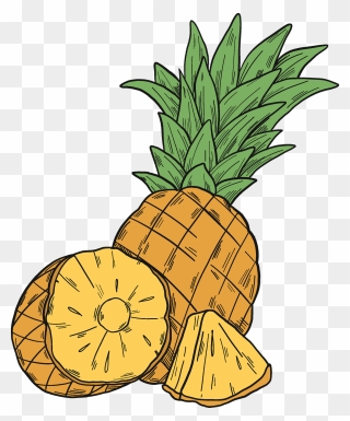 Pineapple Cartoon Cut In Half Clipart