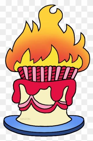Birthday Cake In Flames - Birthday Clipart