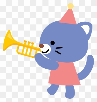 Cat Playing Trumpet Clipart - Playing Trumpet Clipart - Png Download