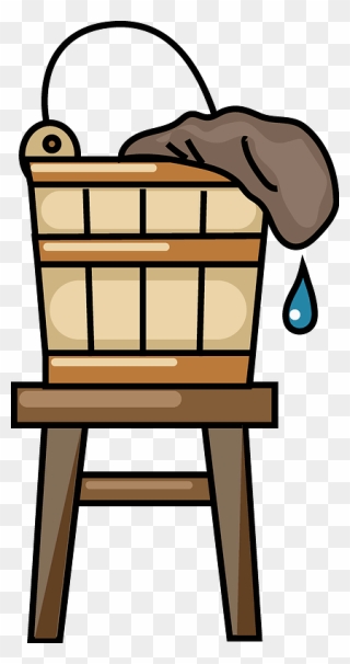 Wooden Bucket On A Stool Clipart - Png Download