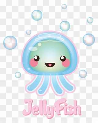 Jellyfish Clipart Adorable - Kawaii Jellyfish - Png Download