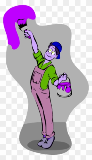 Man Painting The Holding A Bucket And A Paintbrush - Painter Clip Art Transparent - Png Download