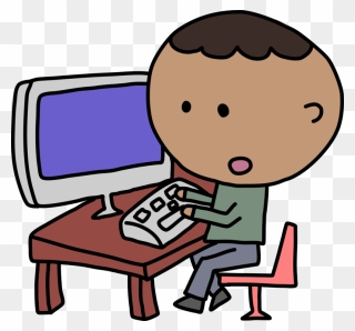 African Man And Computer - Kid On Computer Clipart - Png Download