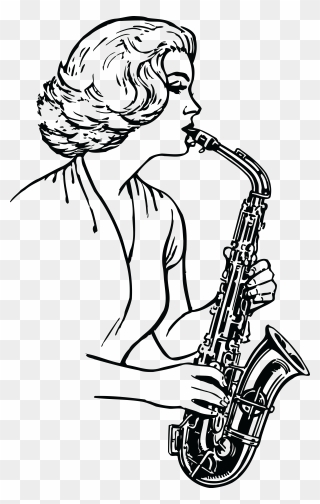 Instrument Clipart Tenor Saxophone - Playing Saxophone Clipart Black And White - Png Download
