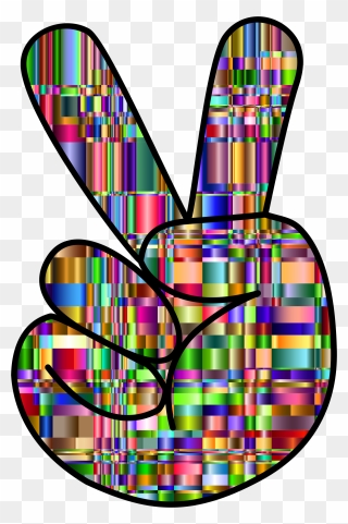 Hand Sign Peace Colorful Clipart