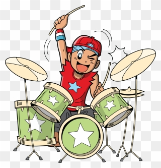 Spring Break Anime - Playing Drums Clipart - Png Download
