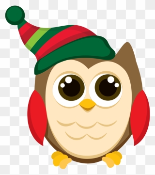 Transparent December Clip Art - Christmas Owl Clipart - Png Download