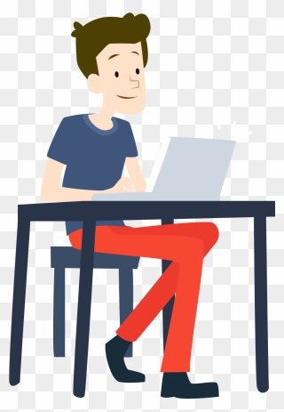 Young People Clipart - Man On Laptop Cartoon - Png Download