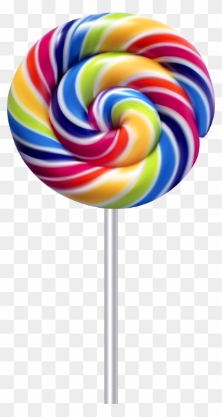 Multicolor Swirl Lollipop Transparent Clip Art - Transparent Lollipop Clipart - Png Download