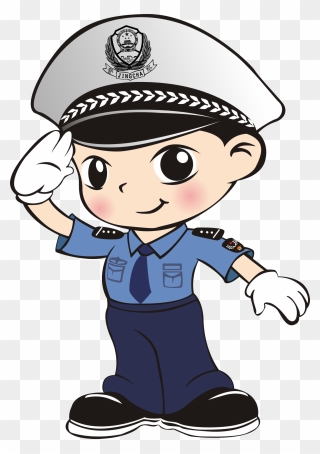 手绘卡通q版警察- Police Salute Clip Art - Salute Clipart - Png Download