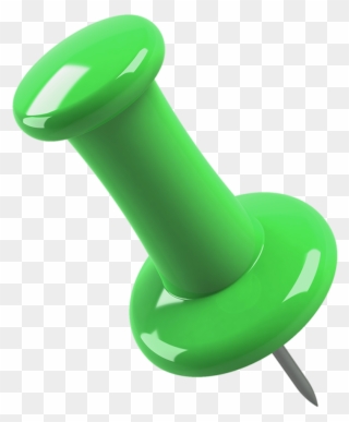 Paper Drawing Pin Clip Art - Green Push Pin Vector - Png Download