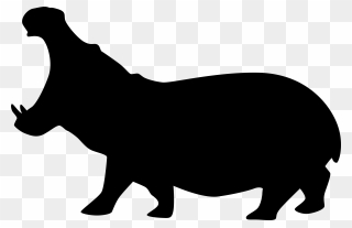Rhinos Drawing Hippo - Hippo Silhouette Clip Art - Png Download