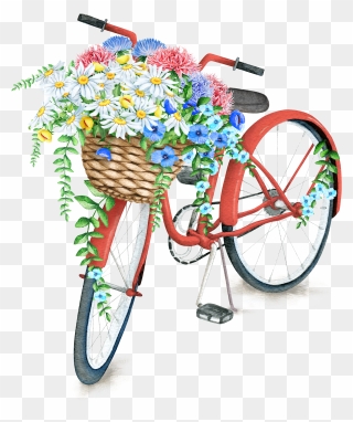 Bicycle With Flower Basket Clipart