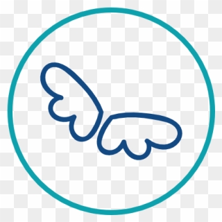 Teal Outlined Circle Dark Blue Outlined Angel Wings - Circle Clipart