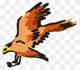 Orange And Red Bird Flying Clip Art At Clker - Flying Hawk Clipart Png Transparent Png
