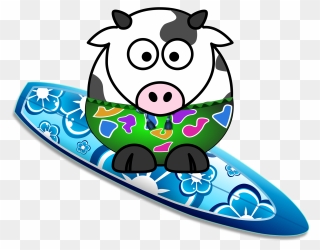 Surfing Cow Vector Image - Cartoon Cow Clipart